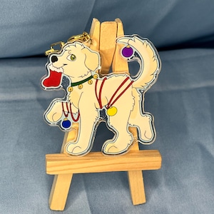 2”  Christmas Puppy Glitter Keychain