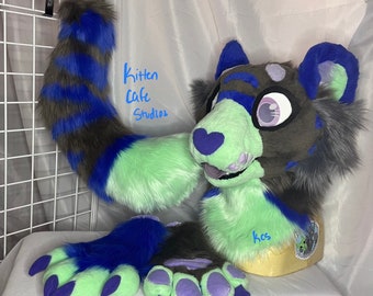 NO TRADES - Gray / Blue Tiger Fursuit Partial