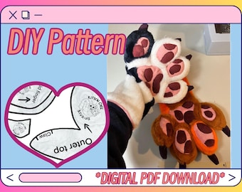 DIY Toony Feral Style Fursuit Puffy Paw PATTERN + TUTORIAL