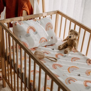 Sábana ajustable de algodón orgánico, Sábana Twin Size, Sábana de cuna, Ropa de cama de tamaño personalizado, Ropa de cama arco iris, Ropa de cama para bebés, Sábana para bebés, Regalo para bebés