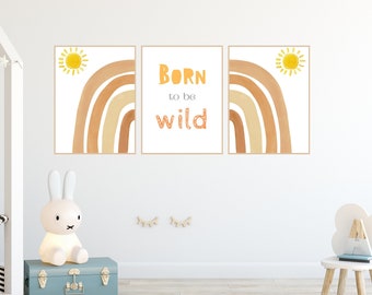 Born To Be Wild stampabile, arte della parete stampabile, stampabile per bambini, stampa arcobaleno, arte della parete stampabile, stampa dell'asilo nido, citazioni per bambini