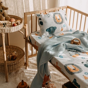 Organic Cotton Fitted Sheet, Twin Size Sheet, Crib Sheet, Custom Size Bedding, Animal Bedding, Baby Bedding, Crib Sheet, Nursery Bed Linen