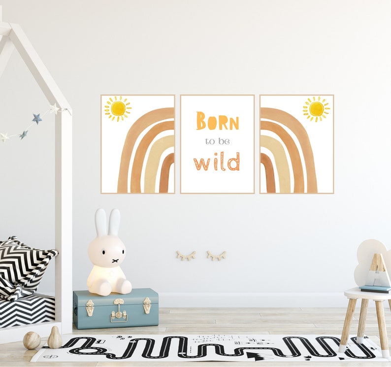 Born To Be Wild Printable, Printable Wall Art, Kids Printable, Rainbow Print, Nursery Wall Art printable, Nursery Print, Kids Quotes zdjęcie 1