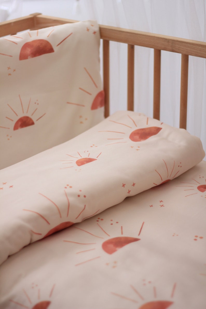 Toddler Bedding, Twin Bedding, Custom Duvet, Sun Print, Kids Bedding, Baby Bedding, Baby Duvet Cover, Boho Nursery, Custom Size Bedding image 3