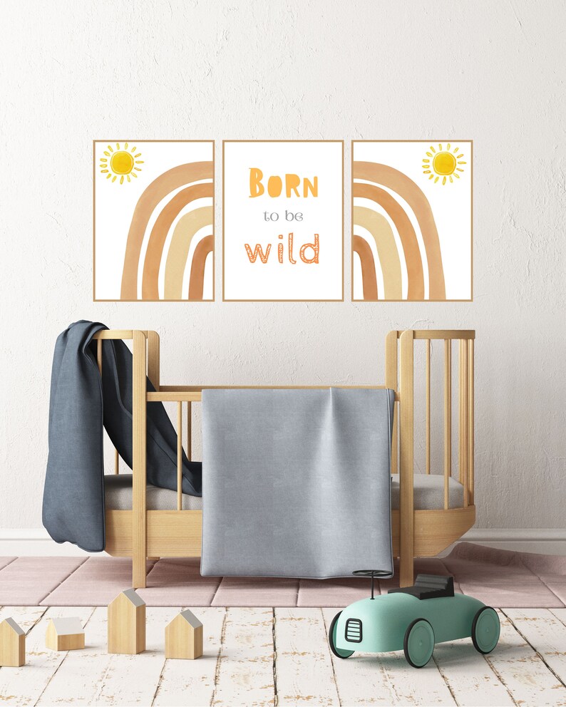Born To Be Wild Printable, Printable Wall Art, Kids Printable, Rainbow Print, Nursery Wall Art printable, Nursery Print, Kids Quotes zdjęcie 2