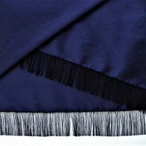 Navy Thai Silk Luxury Shawl, Blue Thai Silk Luxury Shawl image 2