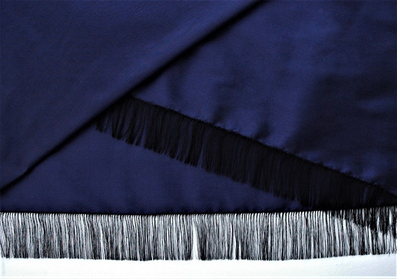 Navy Thai Silk Luxury Shawl, Blue Thai Silk Luxury Shawl image 2