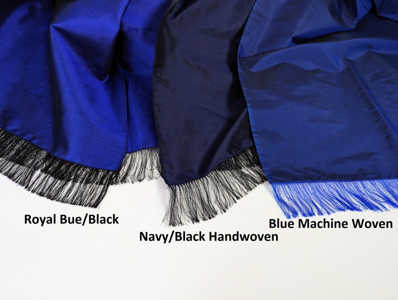 Navy Thai Silk Luxury Shawl, Blue Thai Silk Luxury Shawl image 10