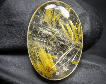 Golden Rutile Quartz Cabochon: Natural Oval Gemstone, 9.45 Carats