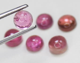 Pink Tourmaline Cabochon Lot: 5mm Round Gemstones, 4.20 Carats