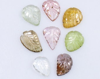 Multi Tourmaline Leaf Gemstone Lot: Pear Shape, 6.85 CTS, 8 Pcs