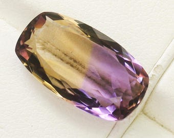 Natural Bio Ametrine Gemstone: 5.60 Carat Cushion, 16x9x5 mm