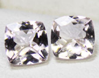 Natural Pink Morganite Pair Gemstone: 1.00 Carat Cushion, 5x5x3 mm Size