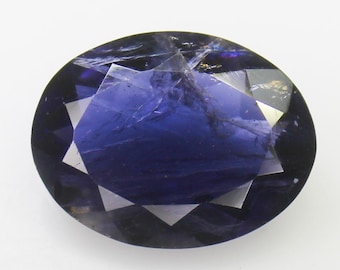 Natural Blue Iolite Gemstone: 6.00 Carat Oval, 15x11x6 mm
