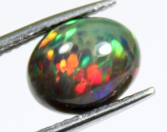 Natural Black Honeycomb Ethiopian Opal Cabochon (9x7x6 MM, 2.10 Ct)