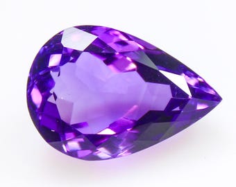 Faceted Pear Shape Purple Amethyst Gemstone (16x11x8 mm, 8.25 CTS)