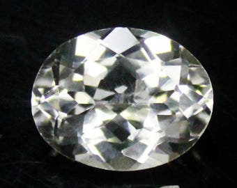 Faceted White Topaz Gemstone: Oval Jewelry Making Piece, 5.10 Carats