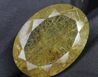 Faceted Golden Rutile Quartz: Oval Gemstone for Jewelry Making (18x13x7 mm, 10 Carats)