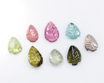 Multi Tourmaline Leaf Gemstone Lot: Pear Shape, 8-9mm (8 Pcs)
