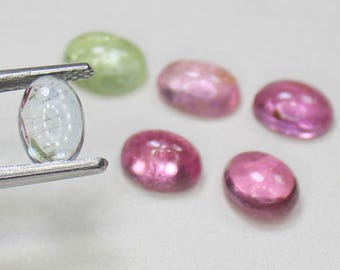 Natural Multi Tourmaline Cabochon Lot: Oval Gemstones, 4.20 Carats (4.5x6 mm)