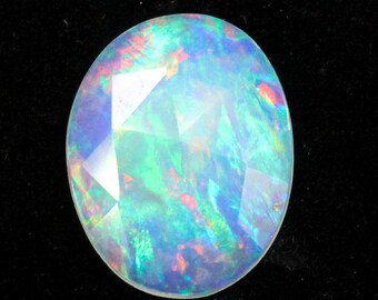 Natural Rose Cut Ethiopian Opal: Multi Fire Oval Gemstone (17x13x2 MM, 2.20 CTS)