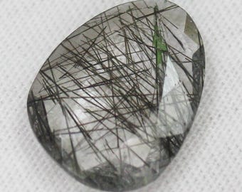 Black Rutile Quartz Rosecut Gemstone: 4.50 Carat Faceted Fancy Stone