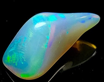 Natural Fire Opal Tumble, White Ethiopian Opal Tumble, 1.40 Carats, 14x6x5 MM Polished Opal, Loose Gemstones, October Birthstone