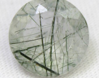 Faceted Black Rutile Quartz: 5.50 Carat Round Gemstone, 12x12x7 mm