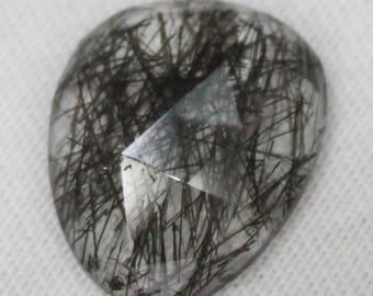 Black Rutile Quartz Rosecut Gemstone: 6.75 Carat Faceted Fancy Stone