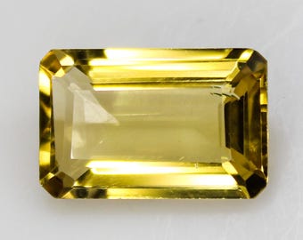 Natural Yellow Citrine Gemstone: Faceted Emerald Cut, 4.90 CTS