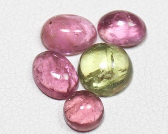 Multi Tourmaline Cabochons: Oval Gemstone Lot, 4.30 Carats (5-7mm Size