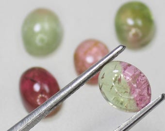 Multi Tourmaline Cabochon Lot: Natural Oval Gemstones (6x8 mm, 7.65 Carats)