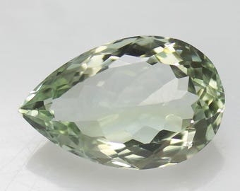 Faceted Green Amethyst Pear Shape: 8.40 Carat Gemstone