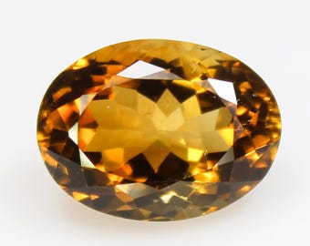 Natural Yellow Citrine Gemstone: 9.45 CTS Oval Faceted Cut