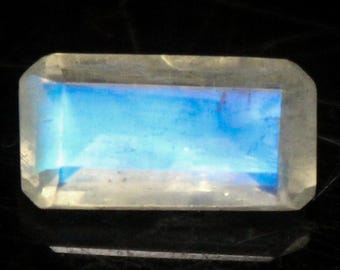 Faceted Rainbow Moonstone Gemstone: Rectangle Cut, 2.20 Carats