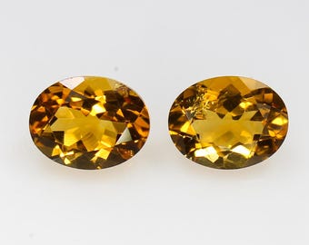 Natural Faceted Yellow Citrine Pair: Oval Gemstones, 3.60 Carats