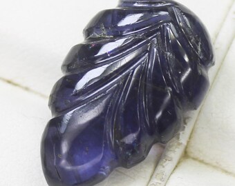 Natural Blue Iolite Carving Gemstone: 9.75 Carat Fancy, 19x12x6 mm