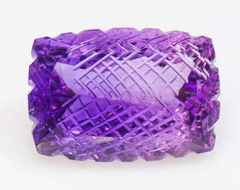 Natural Amethyst Loose Gemstone: Purple Carving Cut, 27.00 CT (22x15x11mm)