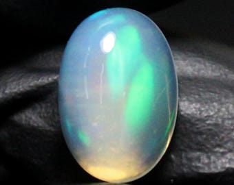 Natural White Ethiopian Opal Cabochon: Oval Gemstone, 3.00 Carats