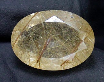 Faceted Golden Rutile Quartz: Oval Gemstone, 11.30 Carats