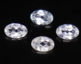 Faceted White Zircon Gemstones: 2.45 Carats, Oval, 6x4 mm (4 Pieces