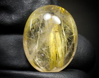 Golden Rutile Quartz Cabochon: Oval Gemstone for Jewelry Making (29.00 Carats, 23X18X11 mm)
