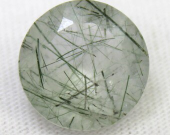 Faceted Black Rutile Quartz: 5.46 Carat Round Gemstone (12x12x7 mm