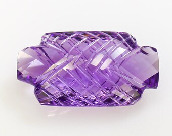 Purple Amethyst Carving: Natural Rectangle Gemstone (22x12x13 mm)