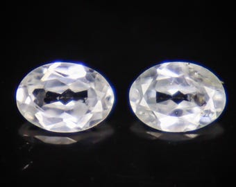 Faceted White Zircon Pair: 2.00 Carats, 7x5x3 mm, Oval Gemstones