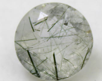 Faceted Black Rutile Quartz: 5.48 Carat Round Gemstone
