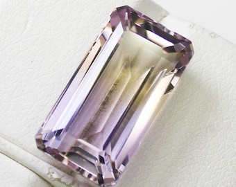 Natural Bio Ametrine Gemstone: 9.15 Carat Square, 17x9x7 mm