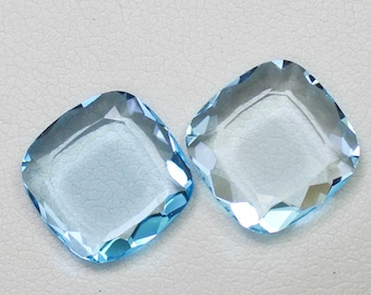 Sky Blue Topaz Pair: Natural Cushion Cut Gemstones, 9.50 Carats