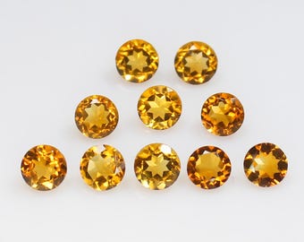 Faceted Natural Citrine: 5mm Round Cut Loose Gemstones, 4.30 CTS (10 Pcs)