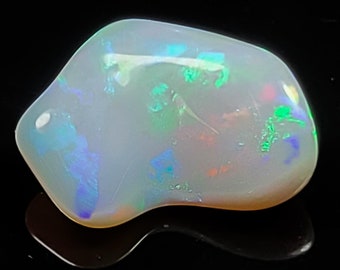 Natural Fire Opal Tumble, White Ethiopian Opal Tumble, 2.10 Carats, 14x11x5 MM Polished Opal, Loose Gemstones, October Birthstone